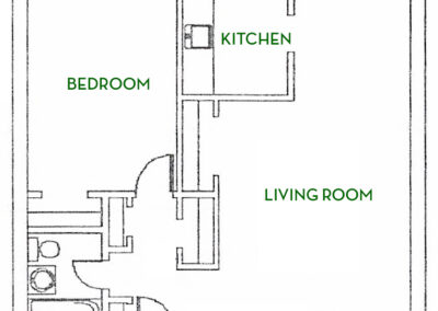Bermuda 1 bed unit 100 + 107 + 207 + 307 floor plan