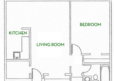 Bermuda 1 bed unit 103 + 203 + 303 floor plan