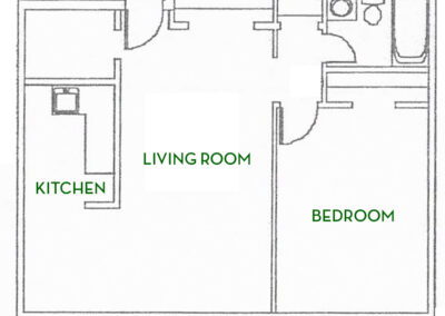Bermuda 1 bed unit 104 + 204 + 304 floor plan