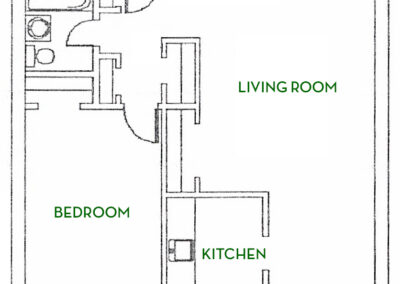 Bermuda 1 bed unit 108 + 208 + 308 floor plan