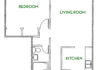 Virginia Mae 1 bed unit 103 + 203 + 303 floor plan