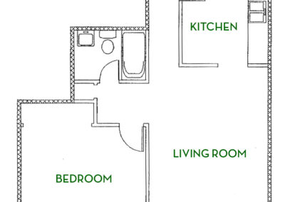 Virginia Mae 1 bed unit 104 + 204 + 304 floor plan
