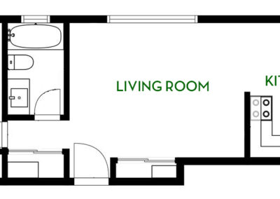 Witt-Penn 1 bed unit with balcony floor plan
