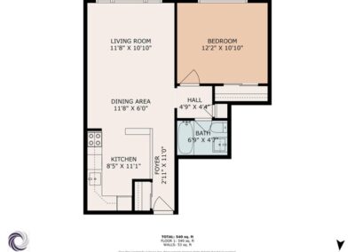 Virginia Mae 1 bedroom unit 104 floor plan