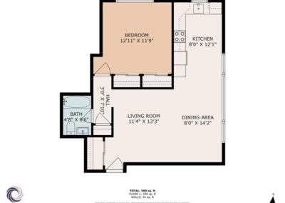 Virginia Mae 1 bedroom unit 107 floor plan