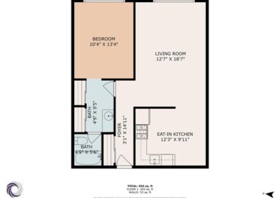 Viscount 1-bedroom unit 205 floor plan